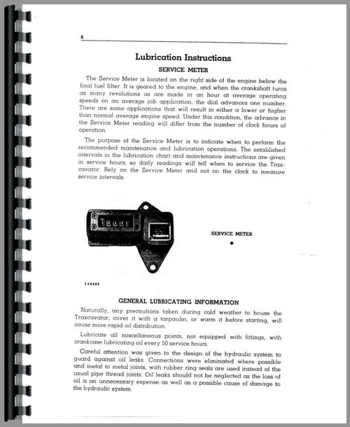 Operators Manual for Caterpillar 955 Traxcavator Sample Page From Manual