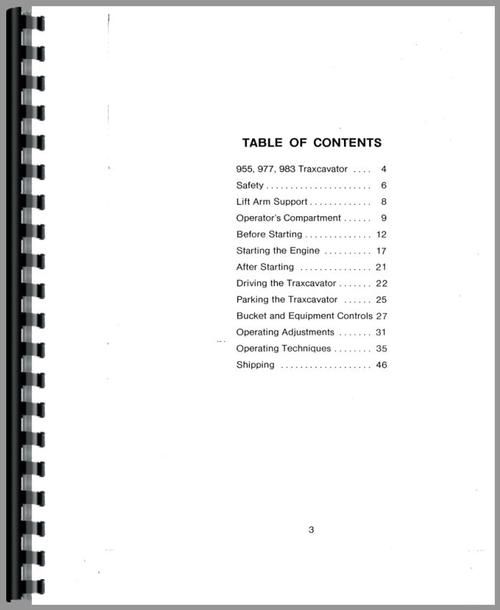 Operators Manual for Caterpillar 955K Traxcavator Sample Page From Manual