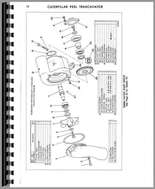 Parts Manual for Caterpillar 955L Traxcavator Sample Page From Manual