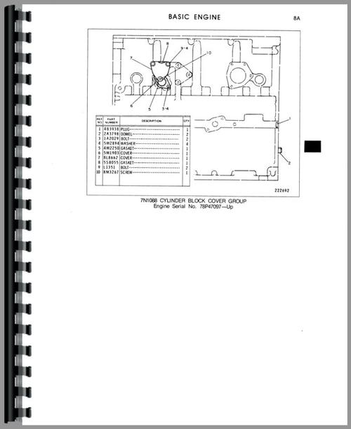 Parts Manual for Caterpillar 955L Traxcavator Sample Page From Manual