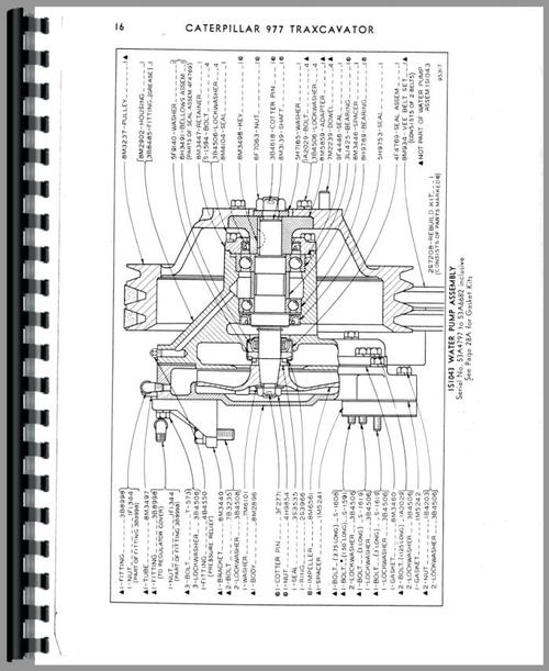 Parts Manual for Caterpillar 977 Traxcavator Sample Page From Manual
