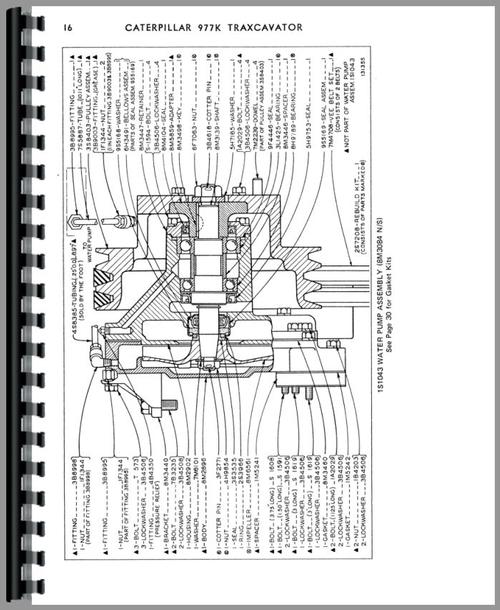Parts Manual for Caterpillar 977K Traxcavator Sample Page From Manual