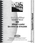 Operators Manual for Caterpillar 988 Wheel Loader