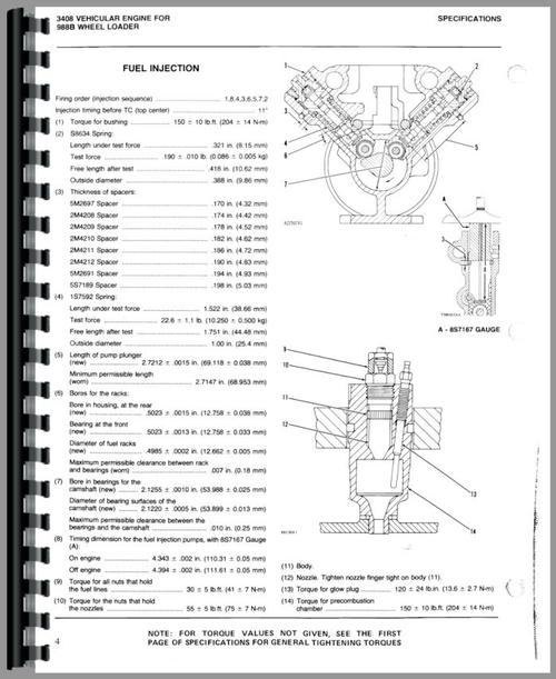 Service Manual for Caterpillar 988B Wheel Loader Sample Page From Manual