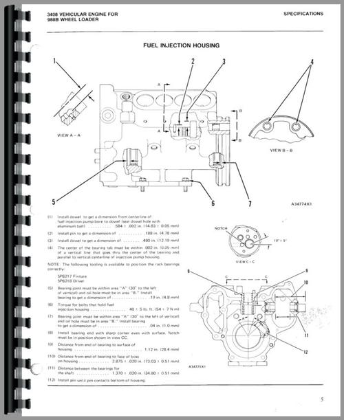 Service Manual for Caterpillar 988B Wheel Loader Sample Page From Manual