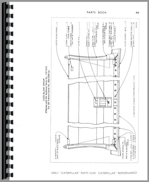 Parts Manual for Caterpillar 9A Bulldozer Attachment Sample Page From Manual