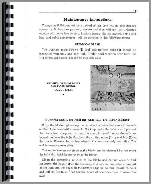 Operators Manual for Caterpillar 9S Bulldozer Attachment Sample Page From Manual