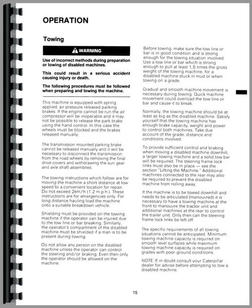 Operators Manual for Caterpillar D25C Articulated Dump Truck Sample Page From Manual