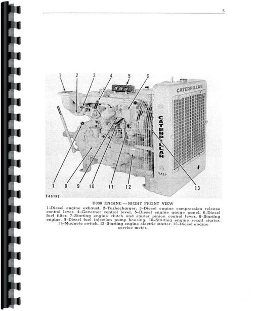 Operators Manual for Caterpillar D330 Engine Sample Page From Manual