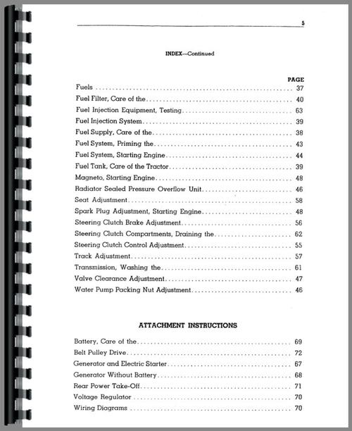 Operators Manual for Caterpillar D4 Crawler Sample Page From Manual