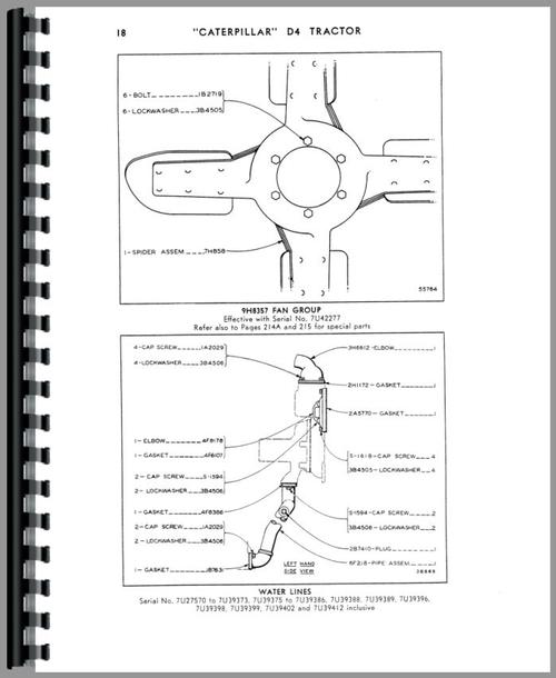 Parts Manual for Caterpillar D4 Crawler Sample Page From Manual