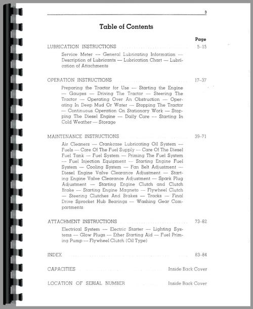 Operators Manual for Caterpillar D4C Crawler Sample Page From Manual