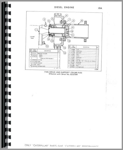 Parts Manual for Caterpillar D4D Crawler Sample Page From Manual