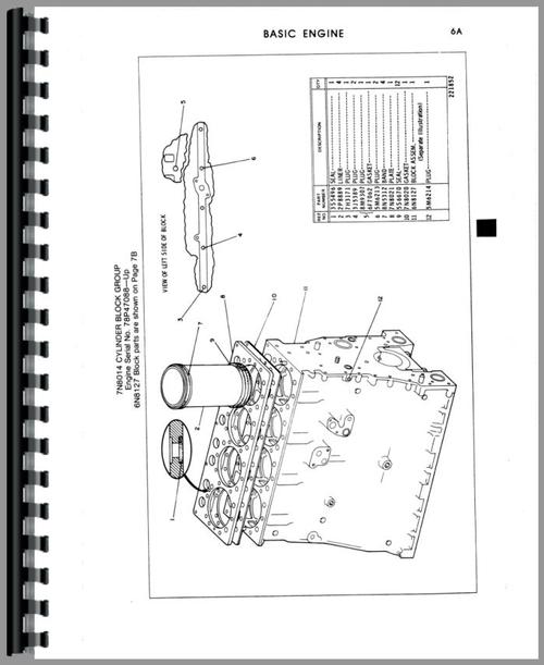 Parts Manual for Caterpillar D4E Crawler Sample Page From Manual