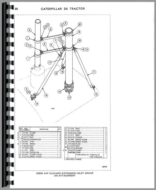 Parts Manual for Caterpillar D5 Crawler Sample Page From Manual