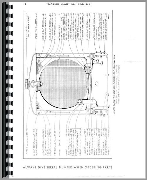 Parts Manual for Caterpillar D6 Crawler Sample Page From Manual