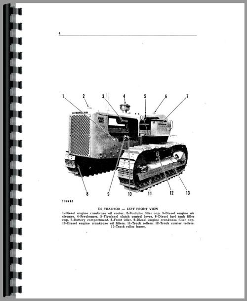 Operators Manual for Caterpillar D6B Crawler Sample Page From Manual