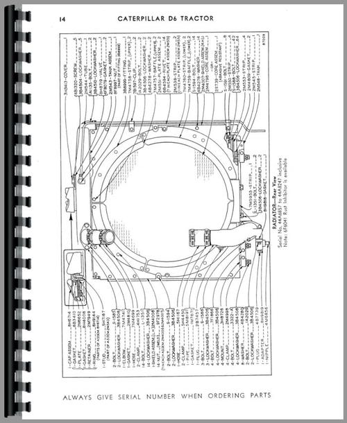 Parts Manual for Caterpillar D6B Crawler Sample Page From Manual