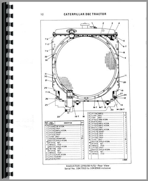 Parts Manual for Caterpillar D6C Crawler Sample Page From Manual