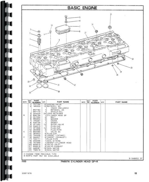 Parts Manual for Caterpillar D6D Crawler Sample Page From Manual