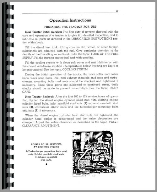 Operators Manual for Caterpillar D7 Crawler Sample Page From Manual