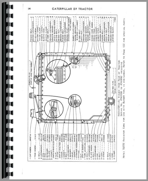 Parts Manual for Caterpillar D7 Crawler Sample Page From Manual