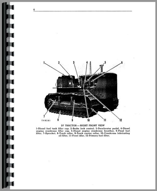 Operators Manual for Caterpillar D7E Crawler Sample Page From Manual
