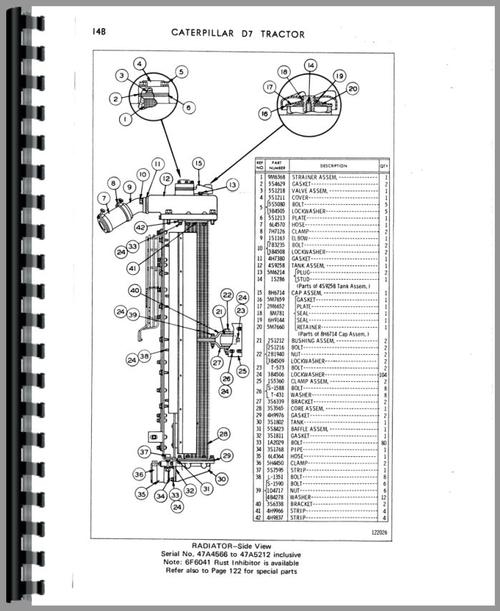 Parts Manual for Caterpillar D7E Crawler Sample Page From Manual