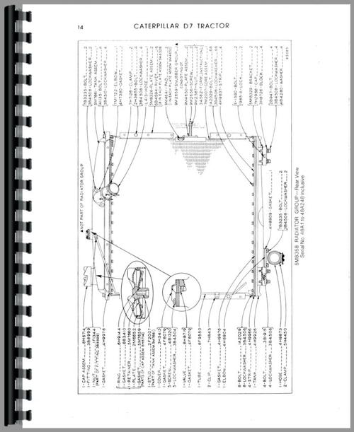 Parts Manual for Caterpillar D7E Crawler Sample Page From Manual