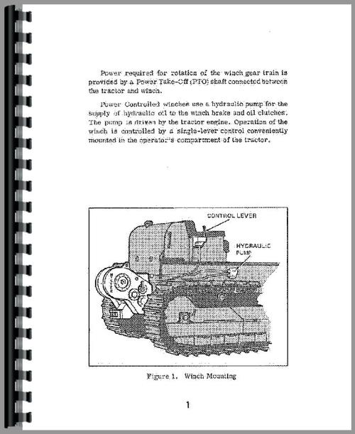 Operators Manual for Caterpillar D7K Hyster Winch Attachment Sample Page From Manual