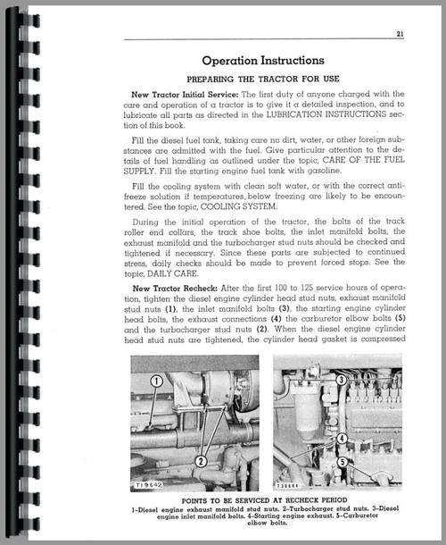 Operators Manual for Caterpillar D9 Crawler Sample Page From Manual