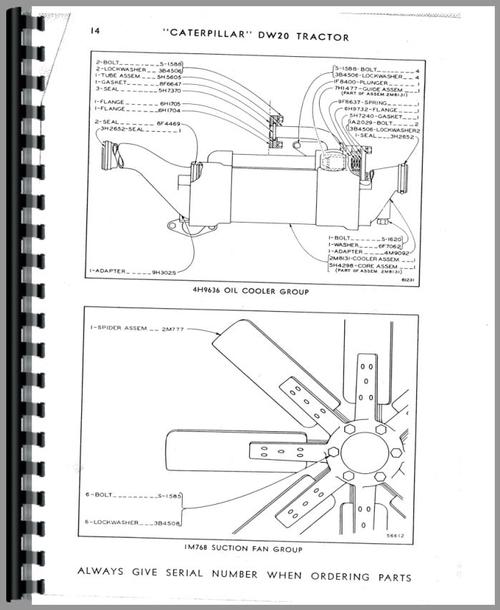 Parts Manual for Caterpillar DW20 Tractor Engine Sample Page From Manual