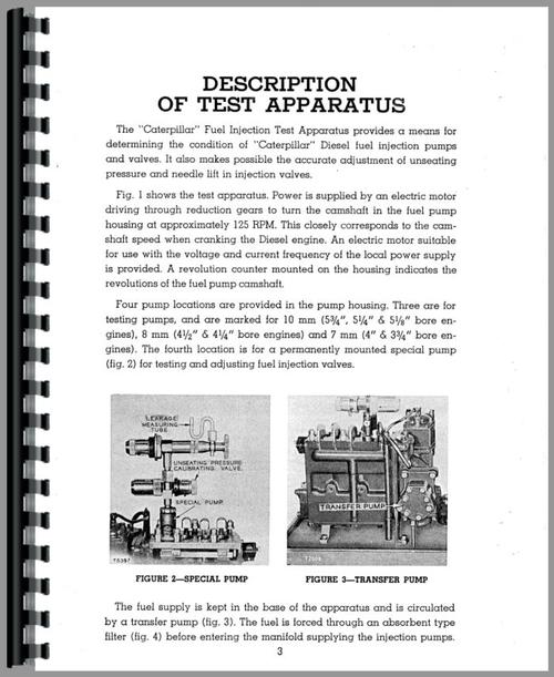 Service Manual for Caterpillar All Fuel Injection Test Equipment Sample Page From Manual
