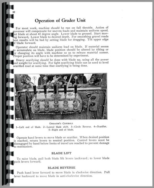 Operators Manual for Caterpillar Auto Patrol Grader Sample Page From Manual
