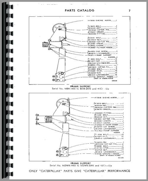 Parts Manual for Caterpillar MD8 Pipelayer Sample Page From Manual