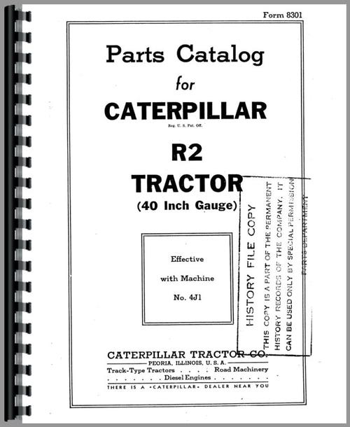 Parts Manual for Caterpillar R2 Crawler Sample Page From Manual