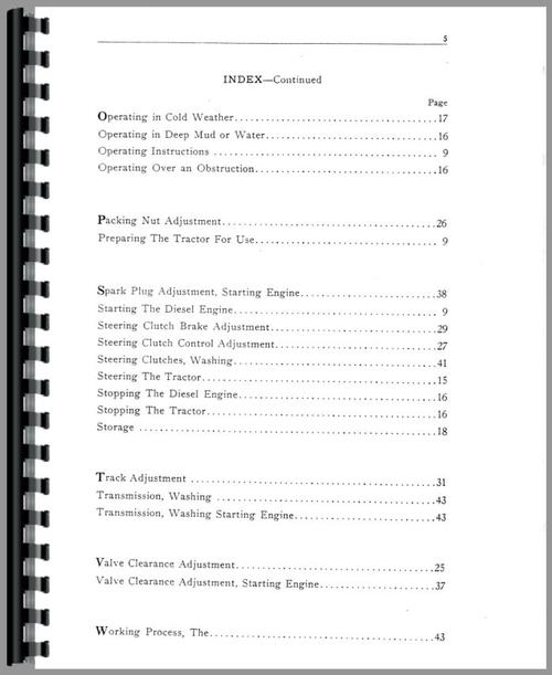 Operators Manual for Caterpillar RD8 Crawler Sample Page From Manual