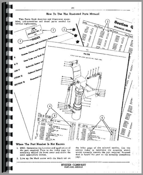 Parts Manual for Caterpillar D7K Hyster Winch Attachment Sample Page From Manual