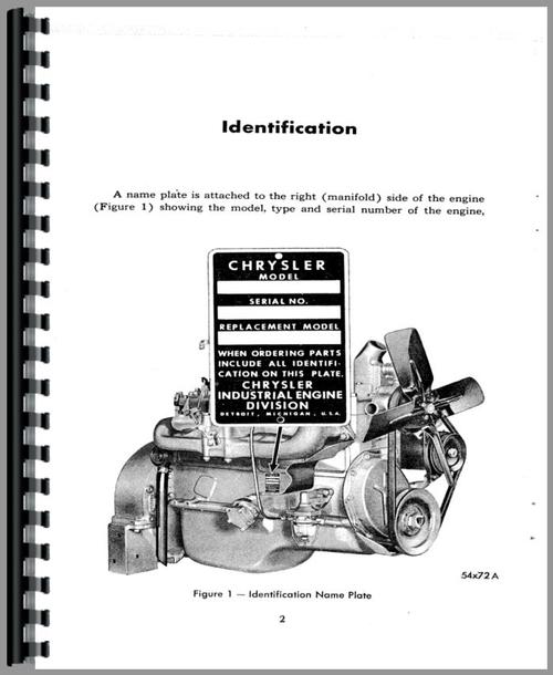 Operators Manual for Chrysler 931 Engine Sample Page From Manual