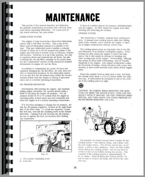 Operators Manual for Cockshutt 1350 Tractor Sample Page From Manual