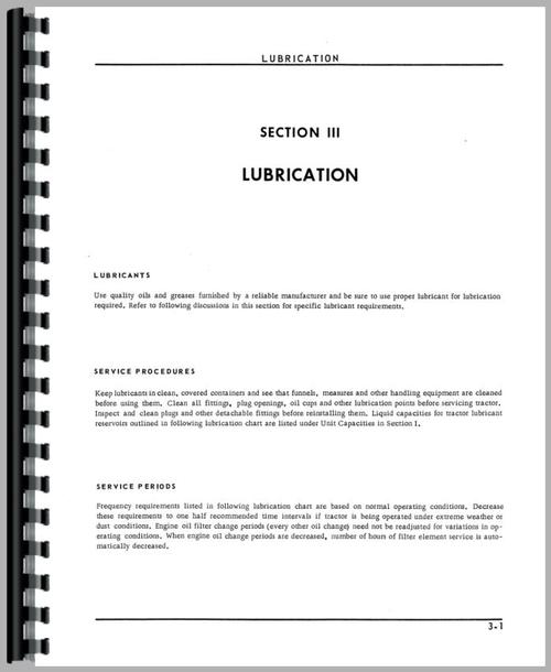 Operators Manual for Cockshutt 1365 Tractor Sample Page From Manual