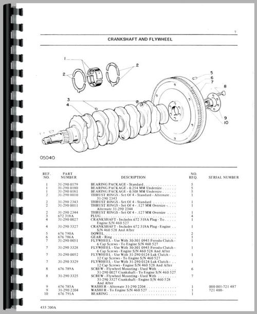Parts Manual for Cockshutt 1370 Tractor Sample Page From Manual