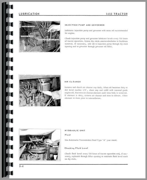 Operators Manual for Cockshutt 1450 Tractor Sample Page From Manual