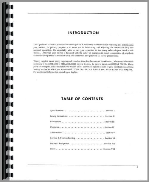 Operators Manual for Cockshutt 1550 Tractor Sample Page From Manual