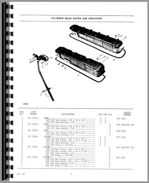 Parts Manual for Cockshutt 1655 Tractor Sample Page From Manual