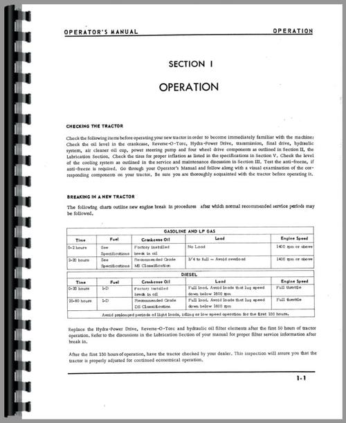 Operators Manual for Cockshutt 1800B Tractor Sample Page From Manual