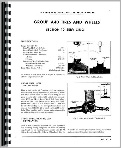 Service Manual for Cockshutt 1855 Tractor Sample Page From Manual