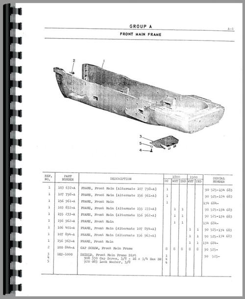 Parts Manual for Cockshutt 1900 Tractor Sample Page From Manual