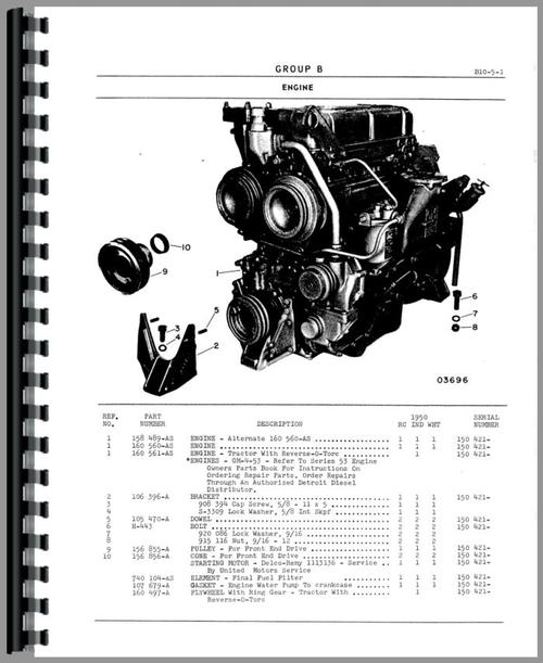 Parts Manual for Cockshutt 1950 Tractor Sample Page From Manual