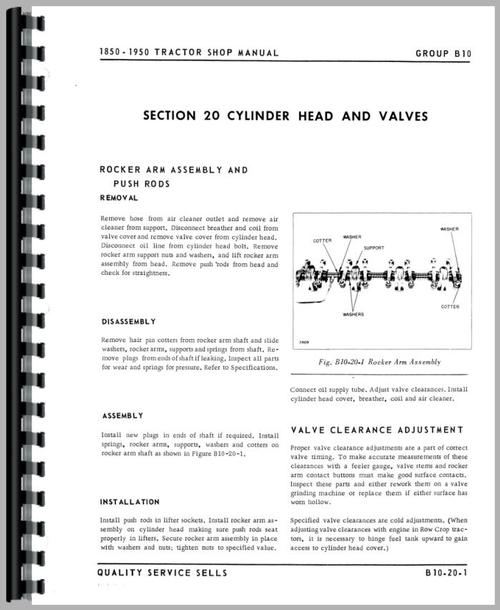 Service Manual for Cockshutt 1950 Tractor Sample Page From Manual